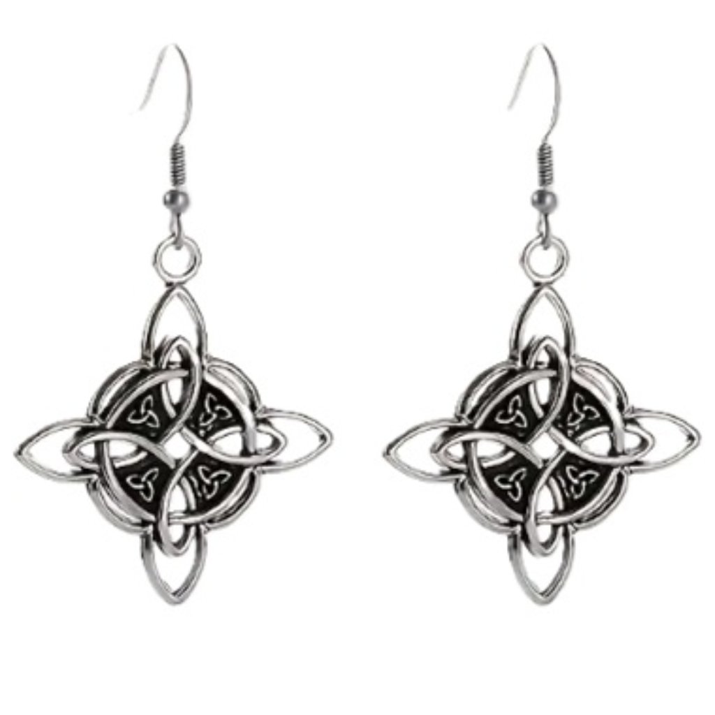 Antiqued Vintage Style Bohemian Celtic Knot Dangle Earrings